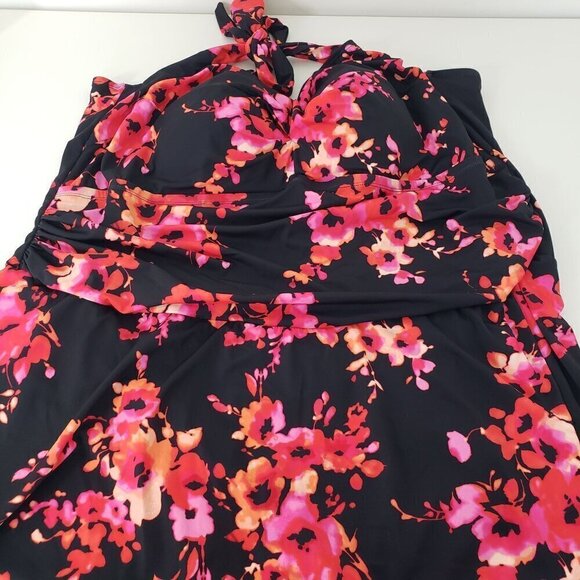 Swimsuits for All Floral Halter Swim Dress Nylon Stretch Womens Size 34 - Picture 2 of 10